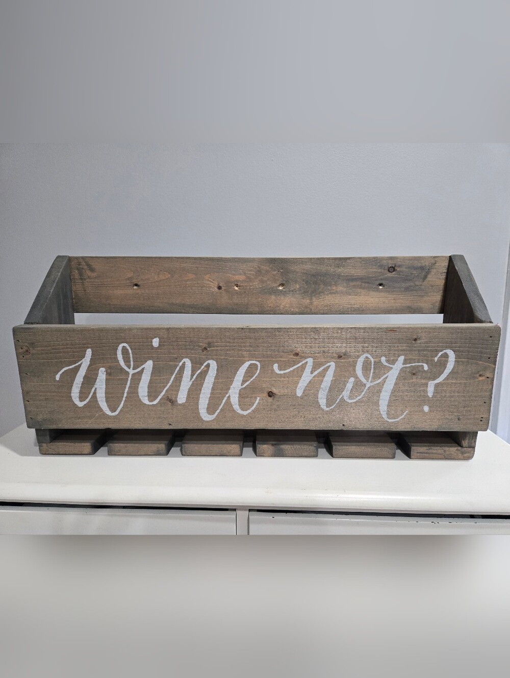 LIKE NEW Rustic Wooden Wine Rack , "Wine Not"